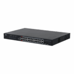 Dahua managed switch 26 porturi, 24 porturi POE, Interfata:24 x 10/100/1000 Mbps, 2 x 2 gigabit uplink combo ports, Buget POE: 370w, Switching Capacity: 56 Gbps, Packet Forwarding Rate: 41.7 Mpps, Standarde retea: IEEE 802.3, IEEE 802.3u, IEEE 802.3ab, Dimensiuni: 440 mm × 290.7 mm × 43.3 mm