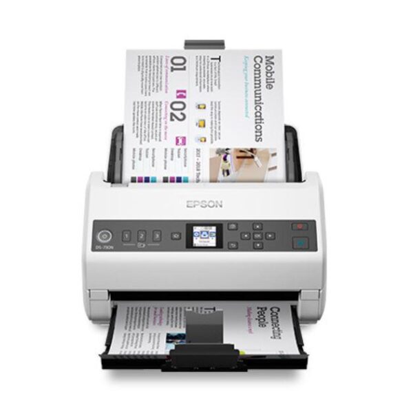 Scanner Epson DS-730N, dimensiune A4, tip sheetfed, viteza scanare: 40 ppm alb-negru si color, rezolutie optica 1200dpi, ADF Single Pass 100 pagini, duplex, Scan to Email, Scan to FTP, Scan to Web folders, Scan to Network folders, software: Epson Device Admin, Epson Document Capture (Mac only)