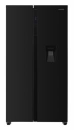 Side by Side HEINNER HSBS-H439NFBKWDE++, No Frost, 439 L, Clasa E, Dozator apa, Negru