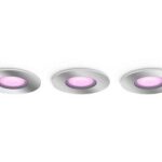 3 Spoturi LED RGB incastrate Philips Hue Xamento, Bluetooth, GU10 ,3x5.7W, 1050 lm, lumina alba si color (2000-6500K), IP44, Crom