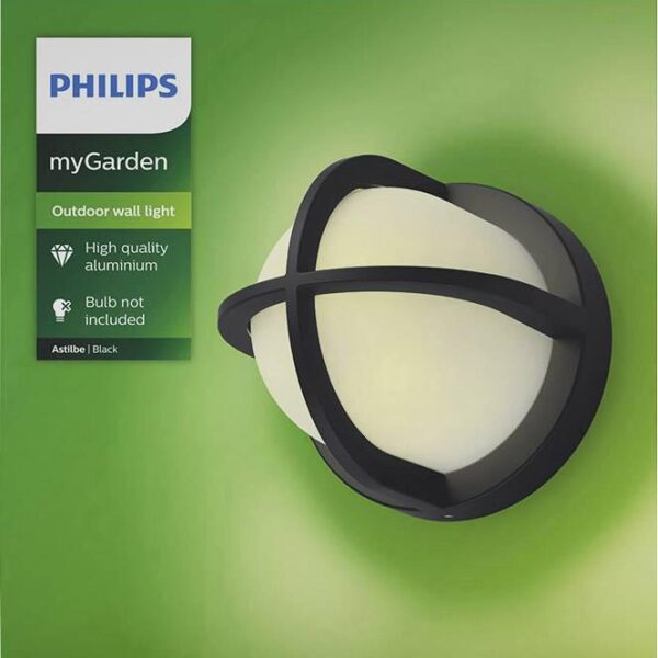 Aplica pentru exterior Philips Astilbe, 1xE27, max 42W, IP44, 178x175mm ,Negru