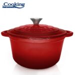 SEMIOALA FONTA EMAILATA+CAPAC 28X13 CM, 6L, RED LINE, COOKING BY HEINNER