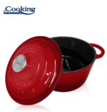 SEMIOALA FONTA EMAILATA+CAPAC 28X13 CM, 6L, RED LINE, COOKING BY HEINNER - Image 3