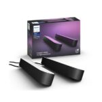 Pachet 2 Lampi LED RGB Philips Hue Play, 6.6W, 530 lm, lumina albasicolor (2000-6500K), IP20, 25.3cm, Negru