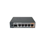 Mikrotik 5-Port Gigabt Ethernet Router, RB760iGS, 5* 10/100/1000Ethernetports, CPU nominal frequency: 880 MHz, 2* CPU core count, 4*CPU Threadscount, Size of RAM: 256 MB, Max Power cons 11W, 1x SFP ports, 1x USBports