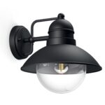 Aplica tip felinar pentru exterior Philips Hoverfly, 1xE27, max 60W ,IP44, 248x222x224mm, Negru