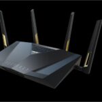 Router Wireless Asus RT-AX88U PRO; Standard rețea: WiFi 6 (802.11ax) Segment produs: Performanță AX Extremă AX6000; Rata Datelor: 802.11ax (2.4GHz): până la 1148 Mbps, 802.11ax (5GHz): până la 4804 Mbps; 4* antenă externă; Procesor: Quad-core la 2.0GHz; Memorie: 256 MB Flash, 1GB RAM; Frecvența de