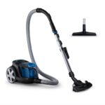 Aspirator fara sac Philips PowerPro Compact FC9331/09, 750W, PowerCyclone 5, Perii TriActive, Parchet, Filtru Anti-Alergic ECARF, Negru