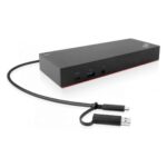 Lenovo ThinkPad Hybrid USB-C with USB-A Dock, I/O Ports: 1x USB-C (Data, 5V/3A power), 3x USB 3.1 Gen2 (10 Gbps, 1 always-on), 2x USB 2.0, Video Ports: 2x DisplayPort 1.2, 2x HDMI, 1x 3.5 mm Stereo/Mic Combo Port, Max Number of External Monitors 2, Maximum Resolution/Refresh Rate: DisplayPort: 3840