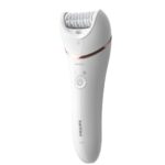 Epilator umed si uscat PHILIPS Seria 8000 BRE730/10, 7 accesorii, 32 pensete, Utilizare fara fir, 2 setari viteza, Opti-light, Discuri ceramice, Argintiu, L x A x I (mm) 65x210x185 - Image 2