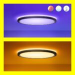 Plafoniera LED RGB WiZ SuperSlim, Wi-Fi, control vocal, 22W, 2600 lm ,lumina alba si color (2200-6500K), IP20, 43cm, Negru - Image 5