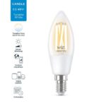 Bec LED inteligent vintage (decorativ) WiZ Connected Filament Clear C35 ,Wi-Fi, E14, 4.9W (40W), 470 lm, lumina alba (2700-6500K), compatibilGoogle Assistant/Alexa/Siri - Image 4