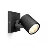 Spot LED Philips Hue Runner, Bluetooth, GU10, 5W (50W), 350 lm ,luminaalba (2200-6500), IP20, 11cm, Metal, Negru, Intrerupator cu variator inclus