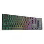 Tastatură office cu iluminare * Mod: USB cu fir * Număr tastă: 104 * Material: ABS * Culoare: Negru * Layout: SUA * Tip interfață: USB * Dimensiune: 438*126*26 mm * Compatibil cu Windows 2000/XP/Vista/Windows7/8/10/Mac - Image 4