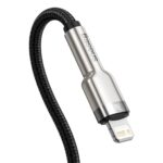 CABLU alimentare si date Baseus Cafule Metal, Fast Charging Data Cable pt. smartphone, USB Type-C la Lightning Iphone PD 20W, brodat, 1m, negru - Image 3
