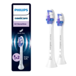Rezerve PHILIPS Sonicare Sensitive HX6052/87, Pachet de 2 capete de periere, Standard, Click-on, Sincronizarea modurilor BrushSync, Alb, L x A x I (mm) 25.7x60x230.5