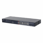 Dahua Managed Switch 18 porturi, 16 porturi POE, Gigabit, Port 1-16:16 × 10M/100M/1000MBase-T (PoE), Port 17-18:2 × 10M/100M/1000MBase-T (uplink) (combo), Port 17-18:2 × 1000M SFP (uplink)(combo), 1 × Console port, Managed L2, Capacitate switch: 56 Gbps, Packet Forwarding Rate: 29.76 Mpps