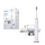 Periuta de dinti sonica electrica Philips Sonicare DiamondClean Smart 9400 HX9917/88, 62000 miscari/minut, 4 moduri de curatare, 3 nivele intensitate, senzor presiune, functia BrushSync, 2 baze cu rol de incarcare, 2 capete de periere, Alb