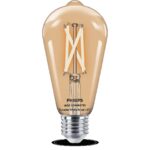 Bec LED inteligent vintage (decorativ) Philips Filament Bulb Clear ST64 ,Wi-Fi, Bluetooth, E27, 7W (60W), 806 lm, lumina alba (2700-6500K)