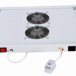 Panou ventilatie Triton pentru rack de podea 19, 2 ventilatoare 230V/60W cu termostat bimetalic, flux axial, gri