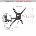 Suport TV de perete, Barkan 3420.B, Fix, 29"- 56", VESA 400 x 400 mm, suporta pana la 25kg, negru - Image 2