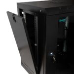 CABINET 19″ SPACER 12U 500x450mm, fixare pe perete, Flatpack (dezasamblat), Black, usa sticla cu blocare, panouri detasabile, otel 1mm, sarcina maxima 25Kg - Image 4
