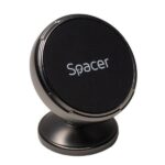 Suport auto magnetic Spacer pentru smartPhone, Metalic,fixare prin adeziv, Magnetic, 4 SuperMagneti N50, rotire 360 grade, negru