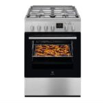 60x60 cm; Mixt; 4 arzatoare gaz; Gratare fonta; Cuptor electric multifunctional (11 functii); Plus Steam -gatire cu abur; AirFry; Siguranta plita;  Timer cu display electronic; Aprindere integrata; Iluminare cuptor; Grill electric; Usa cu 2 straturi de geam detasabile; 1 tava emailata+1 tava AirFry