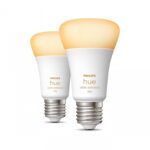 2 Becuri LED inteligente Philips Hue A60, Bluetooth, E27, 8W (75W) ,1055lm, lumina alba (2200-6500K)
