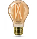 Bec LED inteligent vintage (decorativ) Philips Filament Bulb Amber A60 ,Wi-Fi, Bluetooth, E27, 7W (50W), 640 lm, lumina alba (2000-5000K) - Image 2