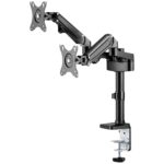 Brat de birou pentru monitor Neomounts, poate sustine 2 monitoare cu diagonala display 17-27", suporta pana la 14kg per monitor, full motion, +45°, -45° inclinatie, +90°, -90° swivel, +180°, -180° rotatie,  VESA min 75x75, VESA max 100x100, reglabil pe inaltime: 7,3-48,1 cm, negru. Garantie 5 ani - Image 5