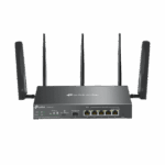 "Omada 4G+ Cat6 AX3000 Gigabit VPN Router PORT: 1× Gigabit SFP WAN/LAN Port, 1× Gigabit RJ45 WAN Port, 4× Gigabit WAN/LAN RJ45 Ports, 1 Nano SIM slot (4G+ Cat6) SPEED: 574Mbps at 2.4 GHz + 2402 Mbps at 5 GHz (HE160) Wi-Fi Speed, 300 Mbps Download LTE Speed FEATURE: Integration