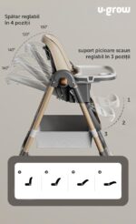 Scaun de masa cu inaltime reglabila, spatar ajustabil in 4 pozitii, pliabil, brown, U-Grow - Image 2