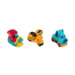 SET 3 VEHICULE ACTIONATE PRIN INERTIE- MASINUTA ALBASTRA, TREN ROSU, SCUTER GALBEN,MOMKI - Image 2