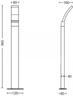 Stalp LED pentru iluminat exterior Philips Splay, 12W, 1100 lm, luminacalda (2700K), IP44, 960x120x160mm, Antracit - Image 2