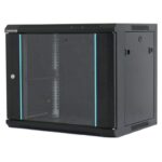 Rack 4U 600x450, dezasamblat, montare pe perete, usa din sticla, panouri detasabile si securizate, culoare negru RAL9004, DATEUP