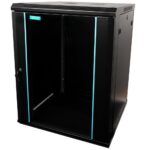 CABINET 19″ SPACER 15U 600x600mm, fixare pe perete, Flatpack (dezasamblat), Black, usa sticla cu blocare, panouri detasabile, otel 1.5mm, sarcina maxima 60Kg