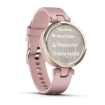 Ceas Garmin Lily editia Sport, display AMOLED, dimensiune afisaj 34.5 mm, rezolutie afisaj 240 x 201 pixeli, memorie 8GB, autonomie pana la 5 zile, rezistanta la apa pana la 5 ATM, greutate: 24g, Ramă Cream Gold cu carcasă Dust Rose şi curea din silicon - Image 5