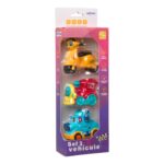 SET 3 VEHICULE ACTIONATE PRIN INERTIE- MASINUTA ALBASTRA, TREN ROSU, SCUTER GALBEN,MOMKI - Image 3