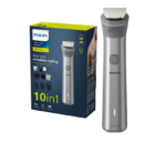 Aparat de tuns barba si parul PHILIPS 10 in 1 Multigroom All in One MG5920/15, Tehnologie BeardSense, Lame din otel cu auto-ascutire, 11 setari de lungime, Rezistent la apa,  Husa, Negru / Argintiu, L x A x I (mm) 70x160x230