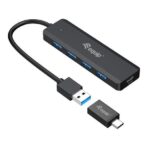 EQUIP 128959 4-Port USB 3.2 Gen 1 Hub with USB-C Adapter, 30x12.5x102mm