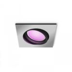 Spot LED RGB incastrat Philips Hue Centura, Bluetooth, GU10, 5.7W, 350lm, lumina alba si color (2000-6500K), IP20, 9cm, Argintiu