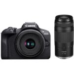 Camera foto Canon Eos R100 Double kit + Obiectiv RF-S 18-45mm F/4.5-6.3 IS STM + RF 75-300 mm, f/4-5.6 kit, Senzor CMOS 22.3 x 14.9mm, 24.1 Megapixeli, Aspect Ratio: 3:2, Procesor:DIGIC 8, Montura RF, Compatibilitate: RF, RF-S, (EF si EF-S cu adaptor), Distanta focla: 1.6x, Dual Pixel CMOS AF