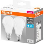 2 Becuri LED Osram Base Classic A, E27, 8.5W (60W), 806 lm, luminaneutra (4000K)