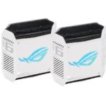 Router Wireless Asus GT6(W-2-PK)White, tri-band, WI-FI 6, Standard retea: WiFi 6 (802.11ax), IPv4, IPv6, Backwards compatible with 802.11a/b/g/n/ac Wi-Fi, segment AX10000, , 2.4GHz  574Mbps, 5G-1Hz 4804Mbps, 5G-2 4804Mbps, 9 antene interne, Procesor 1.7Ghz, 256mb flash, 512mb ram, interfata: 1 x