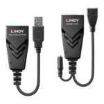 Lindy 100m USB 2.0 Cat.5 Extender  Technical details  Specifications  USB Standard: USB2.0 Supported Bandwidth: 480Mbps Maximum Distance: 100m (328.08ft) Transmission Medium: Cat. 5e UTP network cable Chipset: CH317Q, CH536G Special Features: -   Connectors  Transmitter Input:  USB Type A (Male) - Image 2