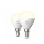 2 Becuri LED inteligente Philips Hue P45, Bluetooth, E14, 5.7W (60W) ,470lm, lumina calda (2700K)