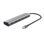Hub Trust Halyx, 5 porturi USB-C 3.2 gen 1: 1 USB-C 100W PD port / 4 USB-C data ports, USB PD 3.0, gri - Image 2