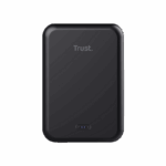 Baterie externa wireless Trust Magno, capacitate baterie 5000 mAh, 1 x porturi USB,  putere maxima intrare 12W, compatibil cu telefoanele iPhone 12 sau modele mai noi cu MagSafe compatibility, Qi charging cu 7.5W, negru