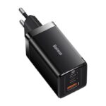 Incarcator retea Baseus GaN5 PRO, Quick Charge 65W, 2 porturi USB PD, 1 port USB Quick Charge, include cablu USB -C la USB-C de 100W, lungime 1m, negru - Image 2
